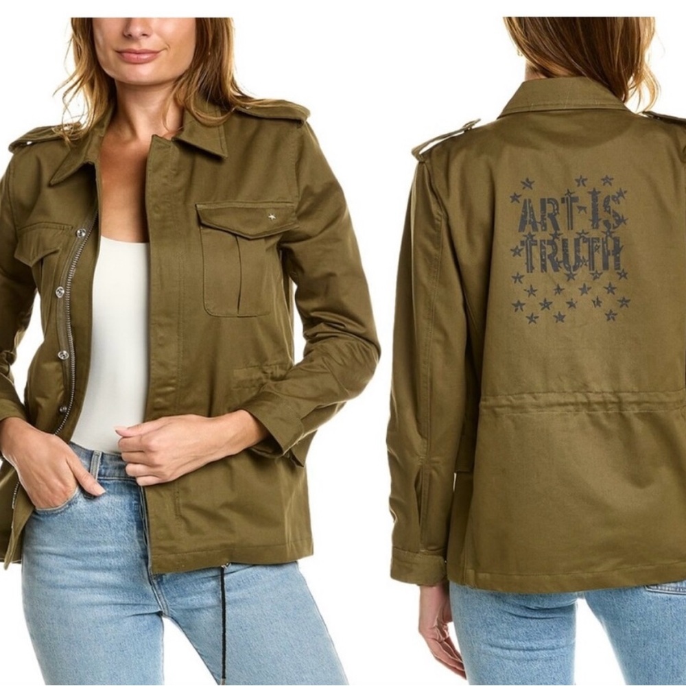 Zadig & Voltaire Kayak Art is Truth Jacket - Army Green Size Small NWT